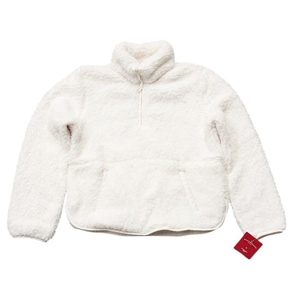 82. Wondershop Women’s NWT 2X Faux Shearling Half Zip Pullover, White - Picture 2 of 15